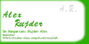 alex rujder business card